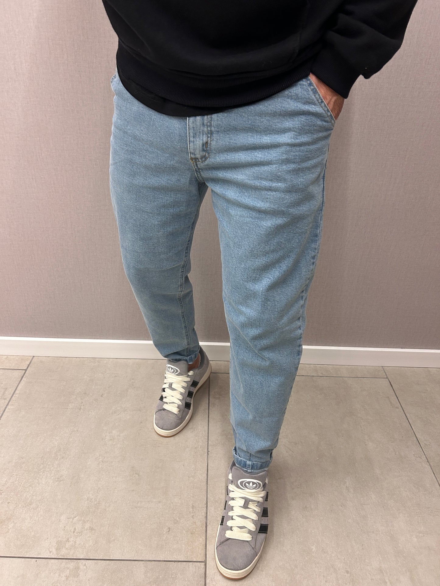 Jeans Slouchy azul liso