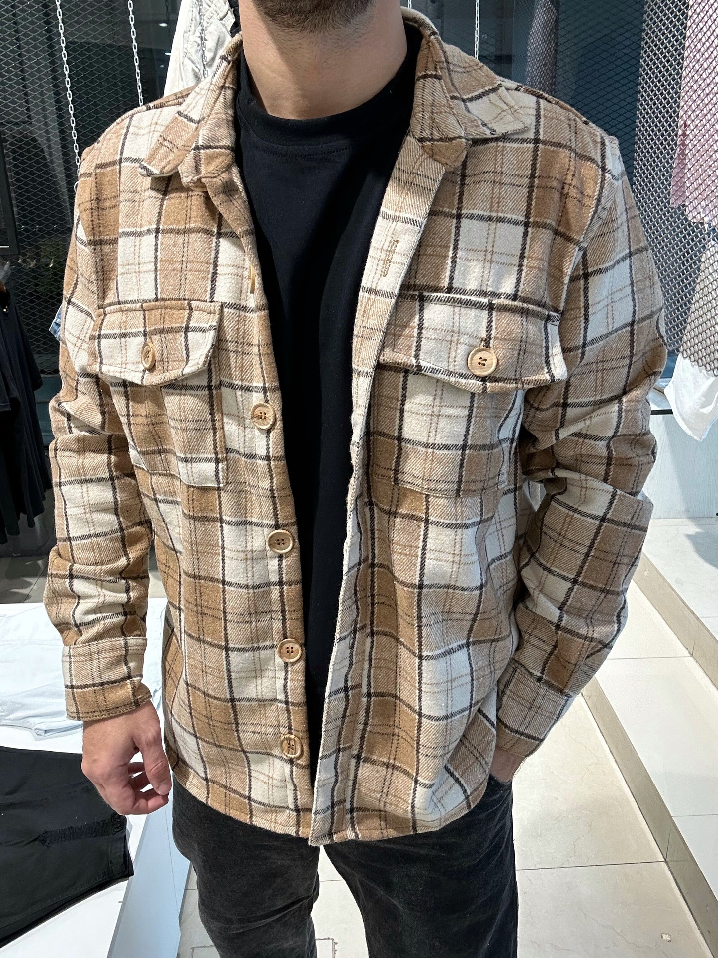 Chaqueta de paño camel
