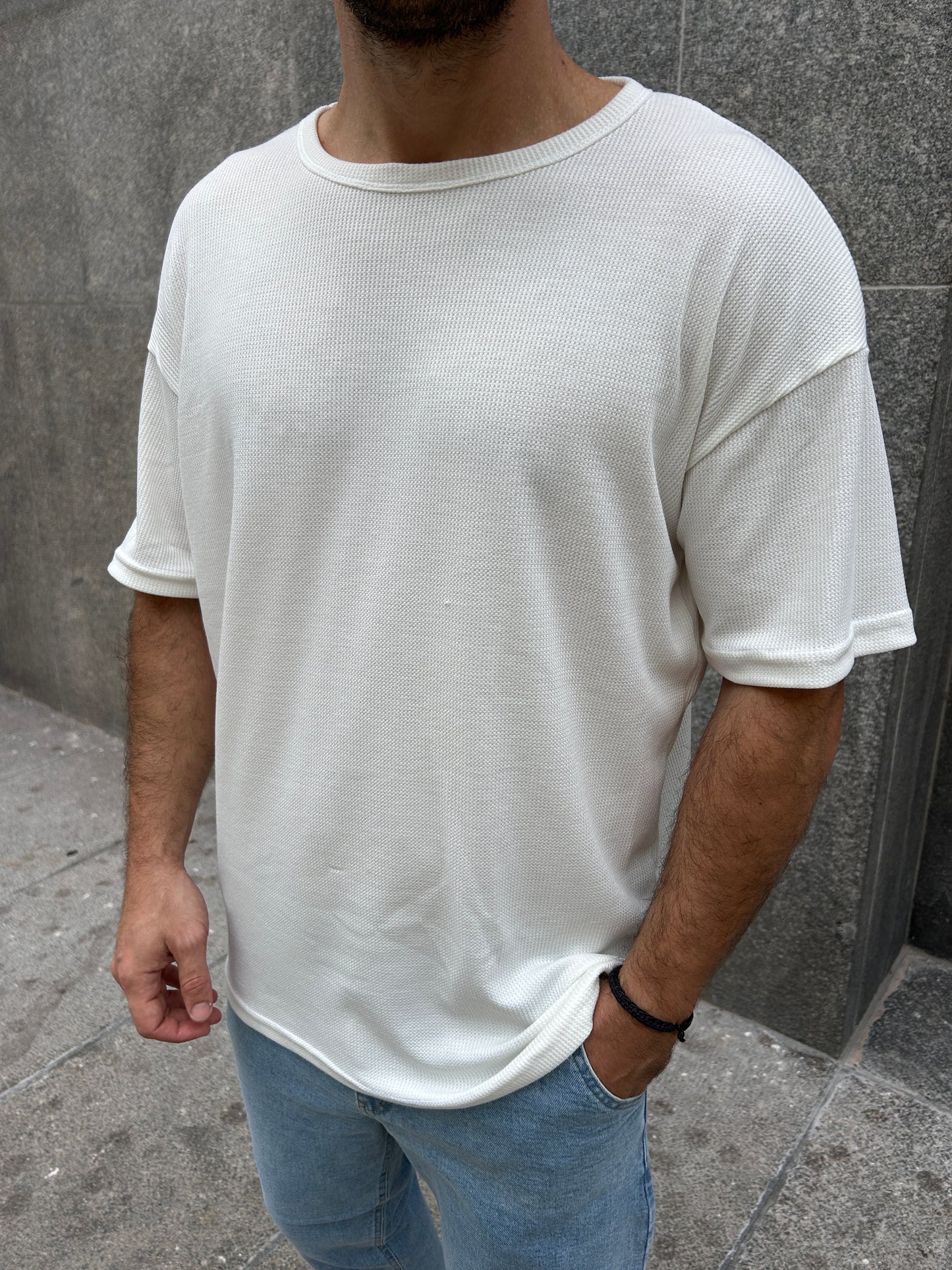 Remera oversize WAFFLE off white