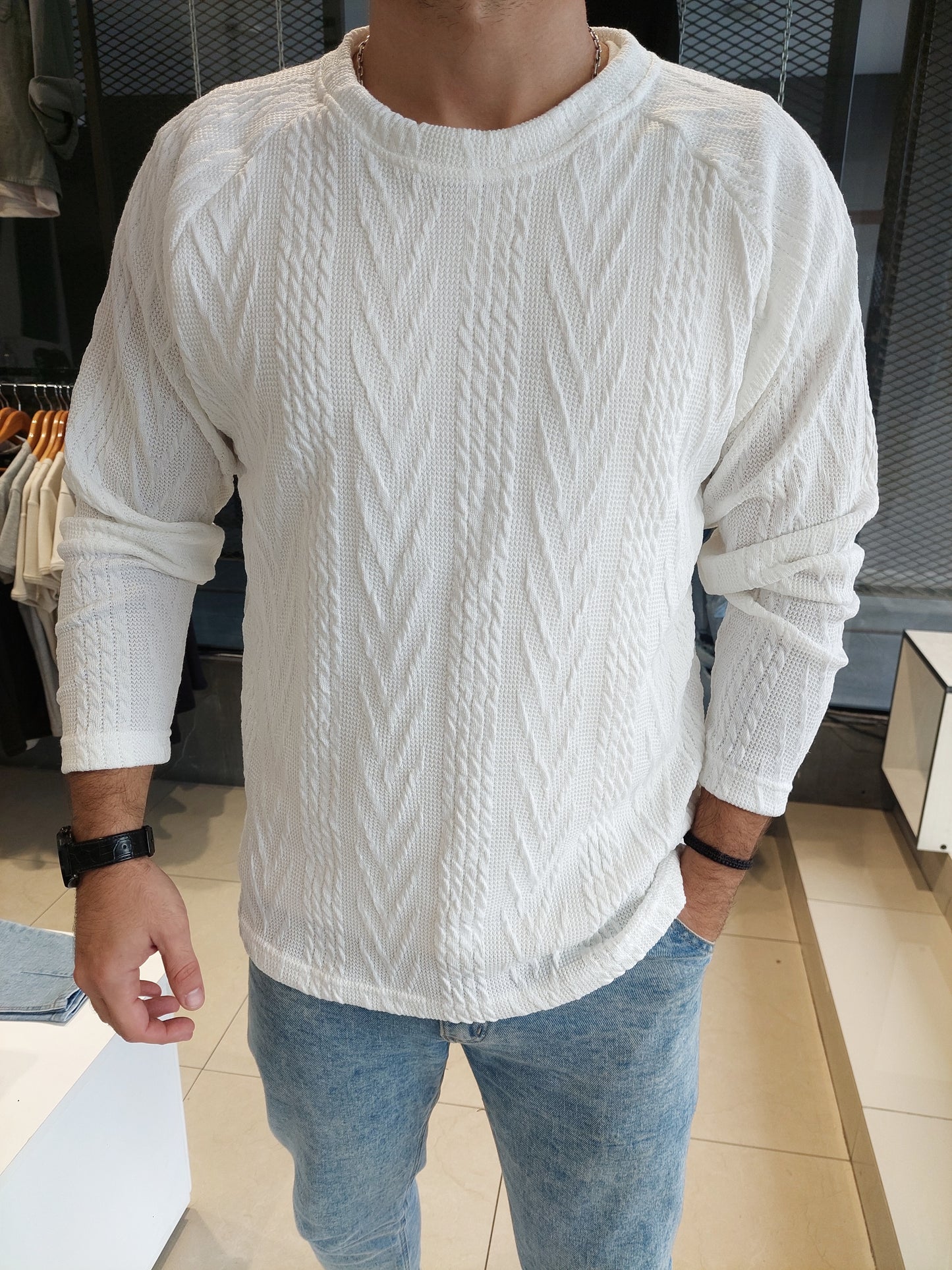 Buzo trenza blanco