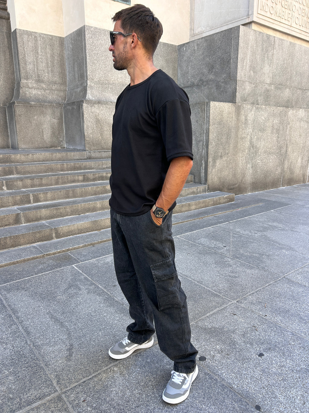 Cargo baggy black gastado