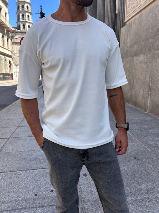 Remera oversize WAFFLE off white
