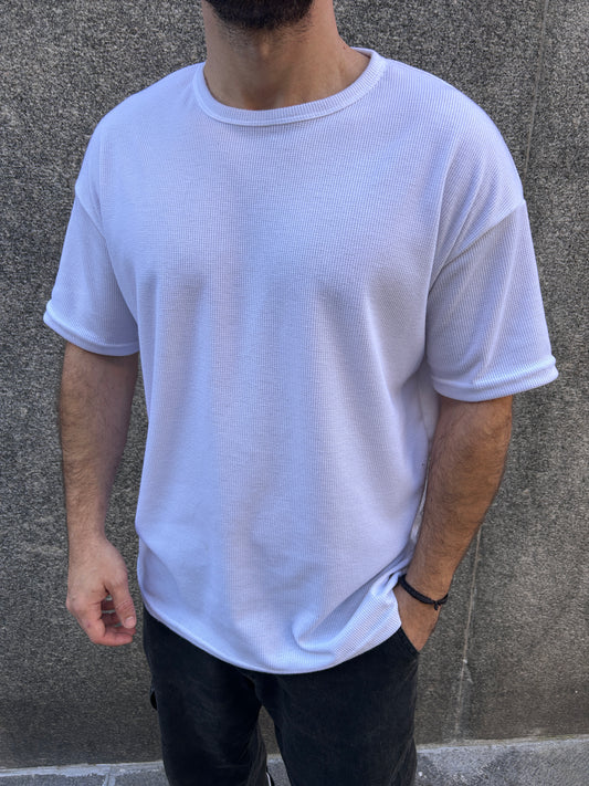 Remera over waffle blanca