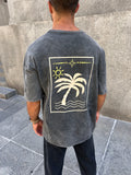 Remera gris lavada estampada