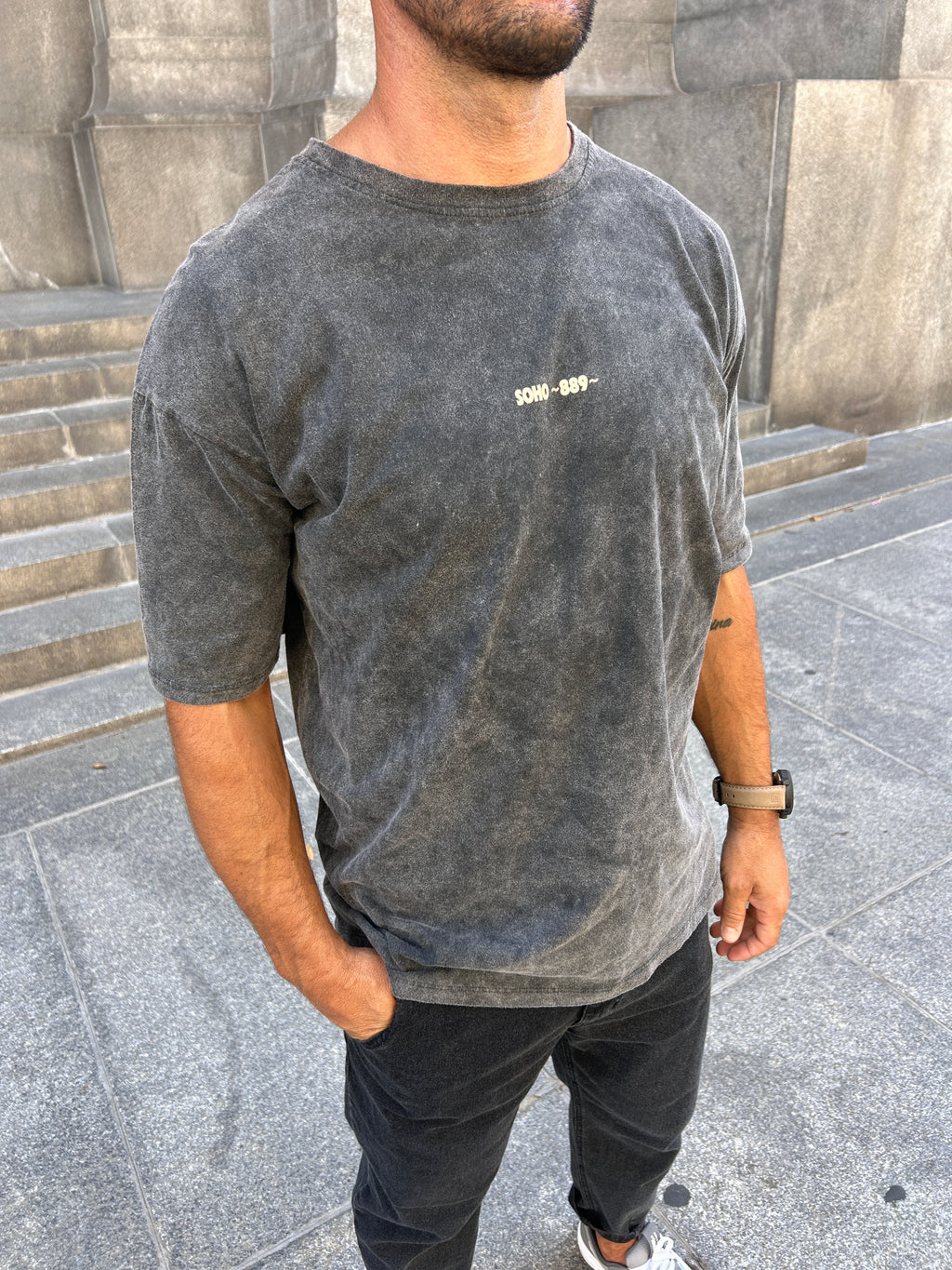 Remera gris lavada (LISA ATRÁS)
