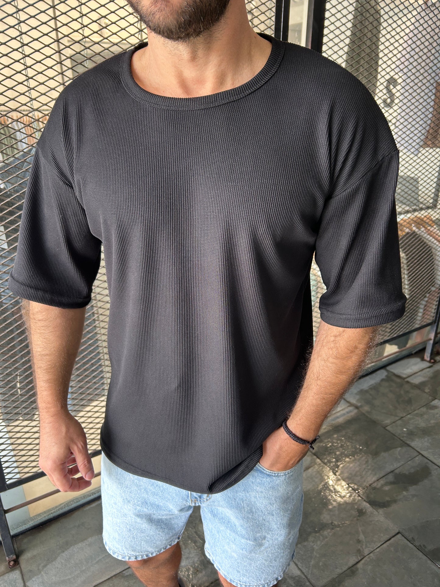 Remera WAFFLE negra