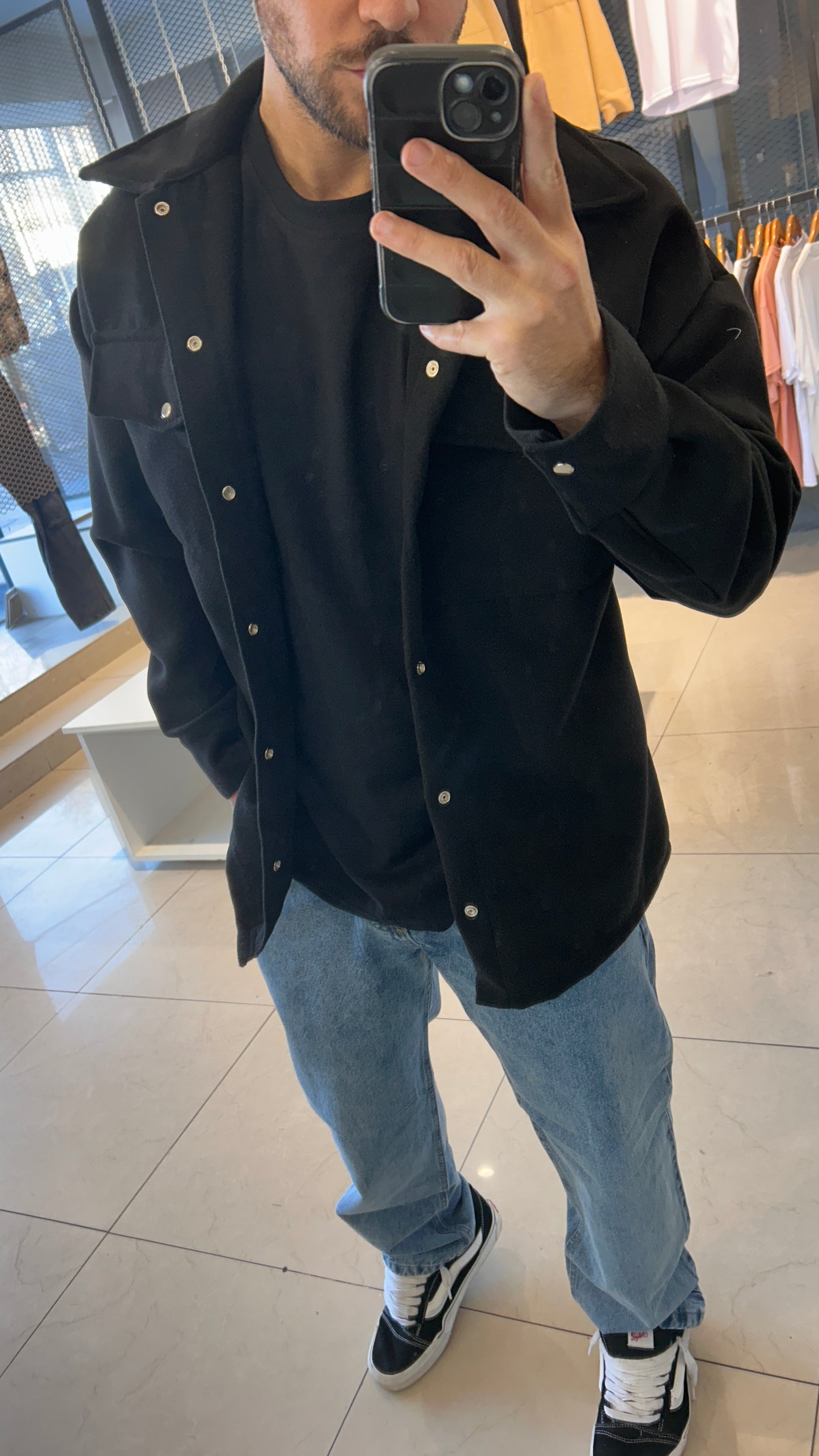 SALE 30% OFF Chaqueta OVER de paño negra