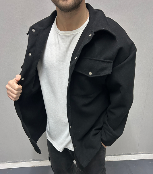 SALE 30% OFF Chaqueta OVER de paño negra