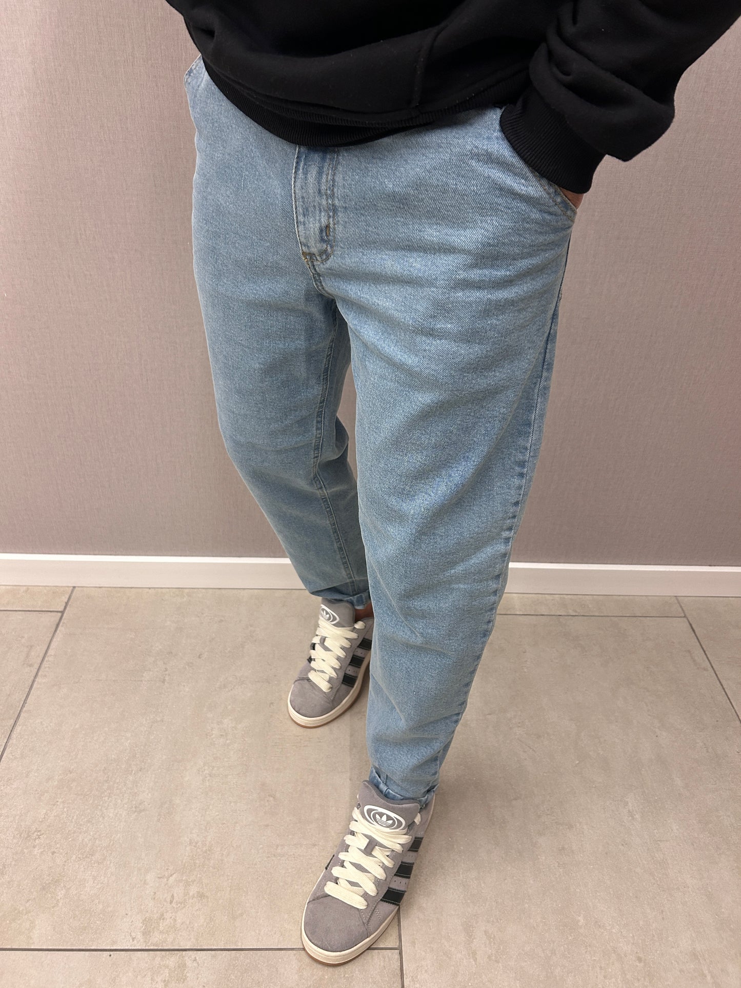 Jeans Slouchy azul liso