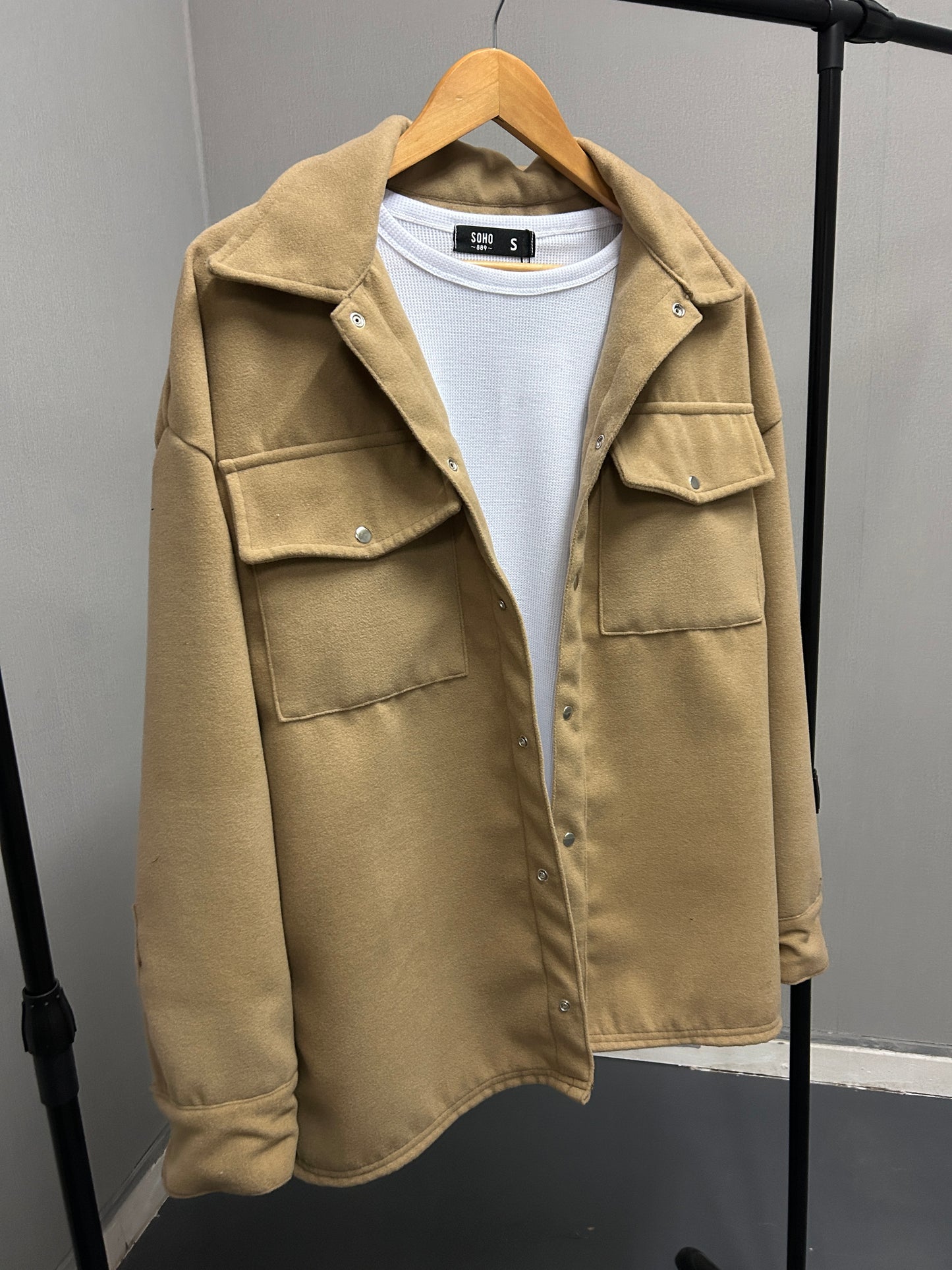 SALE 30% OFF Chaqueta OVER de paño camel
