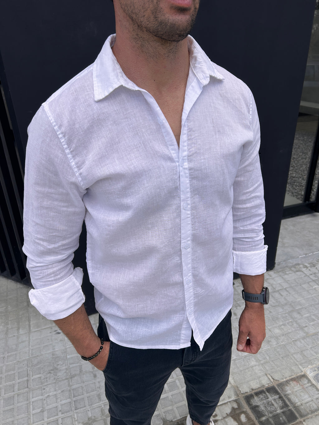 Camisa de lino off white