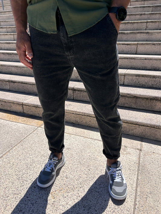 Jeans slouchy black gastado